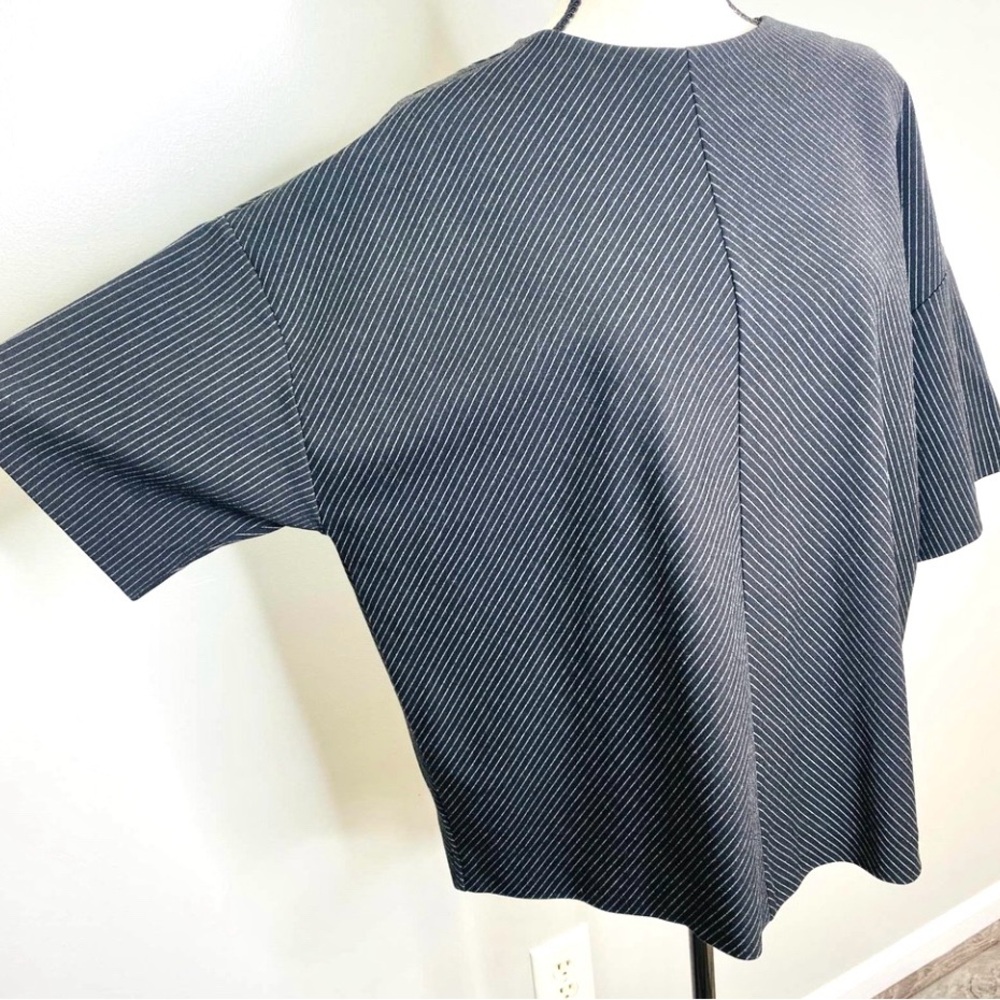 NEW! ST JOHN Pinstripe Oversized Ponte Knit Minimalist Luxe Top M